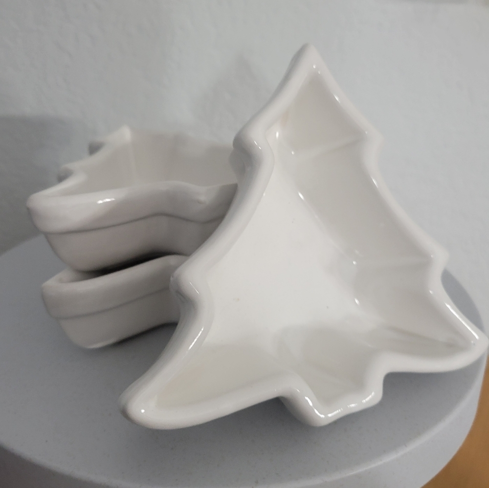 Set of 3 Christmas Tree Ramekins Candy Nut Bowl Dishes Nesting